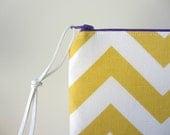 Zip Pouch Mini Clutch - Purple and Yellow Chevron