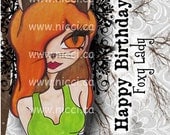 Greeting Card by a Glitzy Gal ...    "The HAPPY BIRTHDAY Foxy Lady"