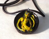 Yellow Resin Cat Women Pendant  EARTH