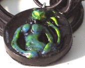 Resin  Blue Green Cat Women Pendant  Element EARTH