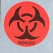 20 round BIOHAZARD stickers, very bright red / orange