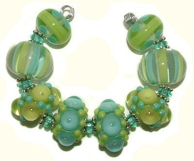 Lampwork beads - Pool Party - handmade glass bead set by K.Urato SRA