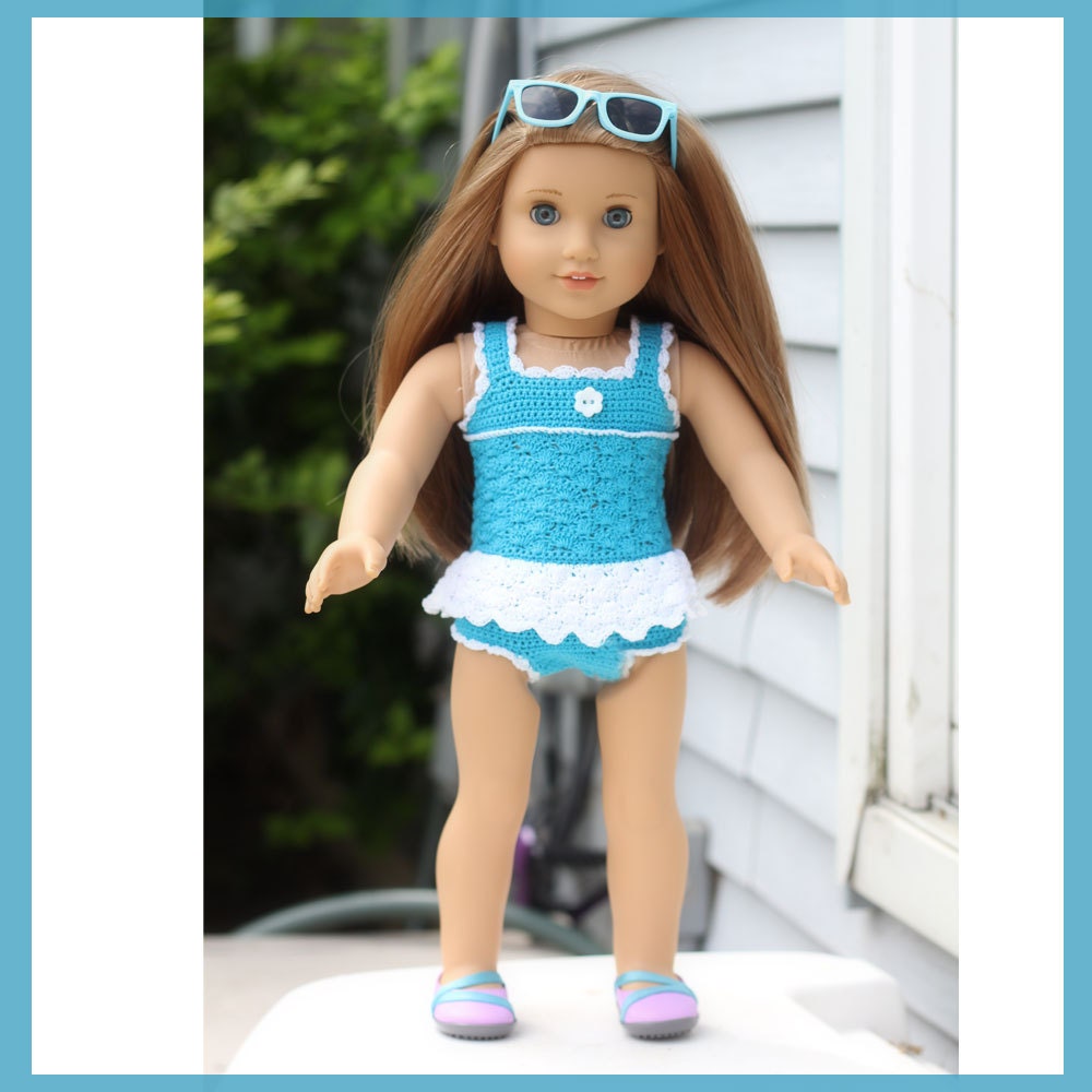 Sea Dreams Bathing Suit Crochet Pattern for 18 inch Dolls and American Girl Doll