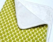 Green Dot Minky Baby Blanket with White Minky - Full Moon in Lime