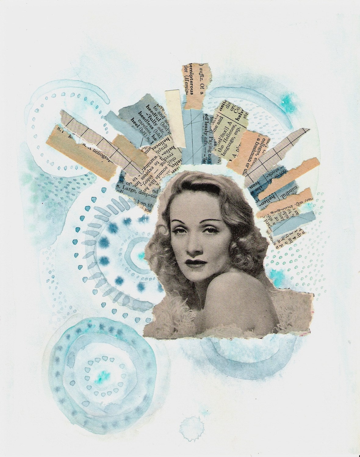 Original Mixed Media Collage - The 22 Passions of Marlene Dietrich