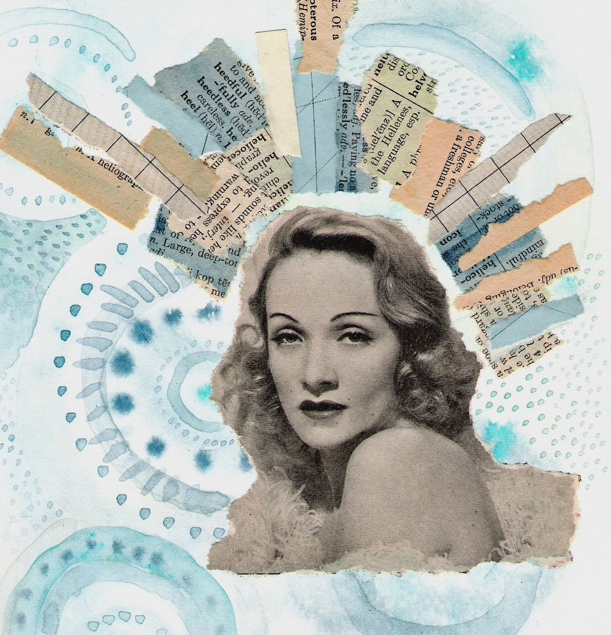 Original Mixed Media Collage - The 22 Passions of Marlene Dietrich