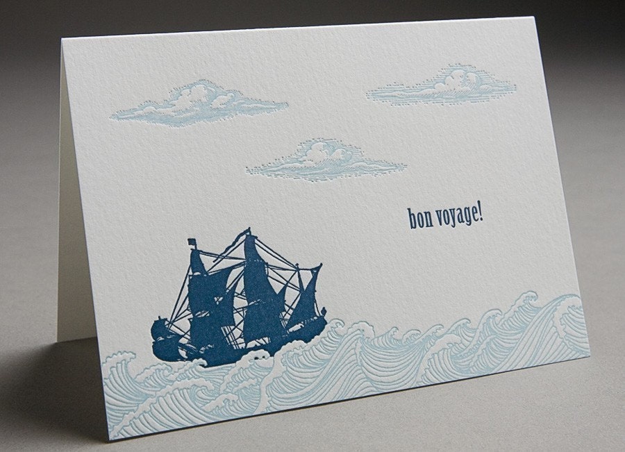 Bon Voyage - Letterpress Greeting Card