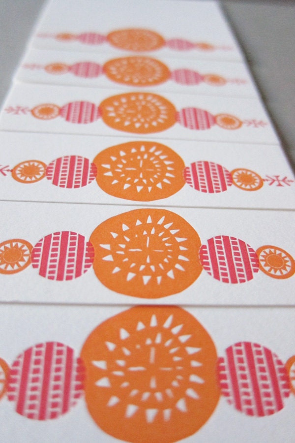 Kilim Beads Letterpress Tag - 6 pack