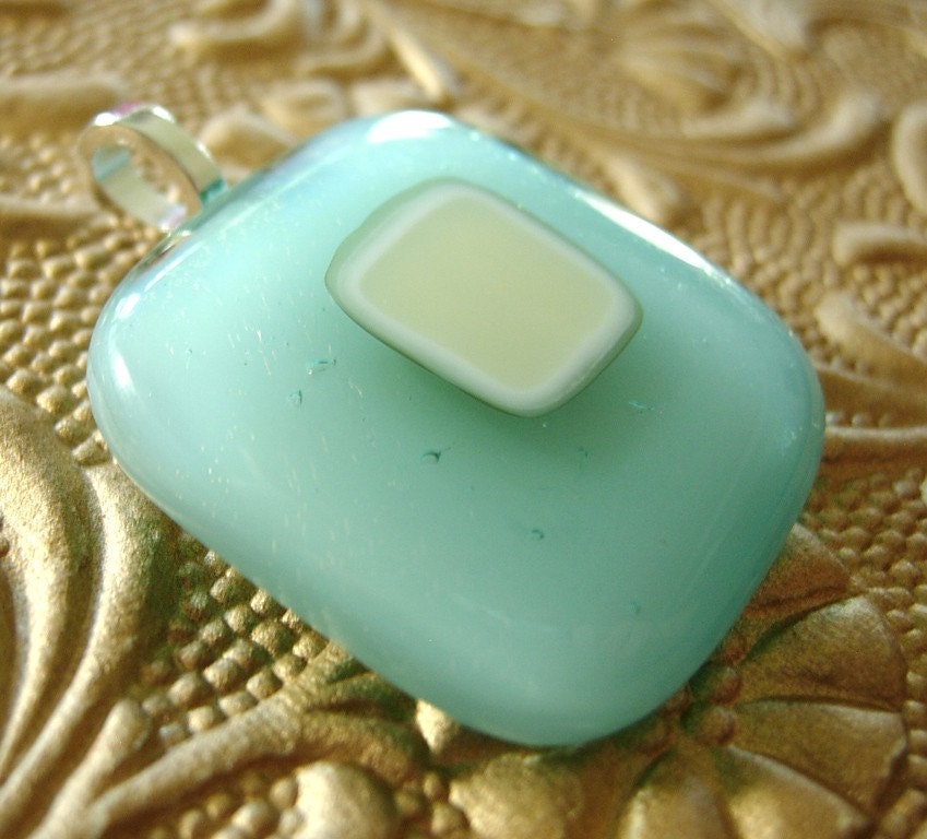 Aqua Shine fused glass pendant
