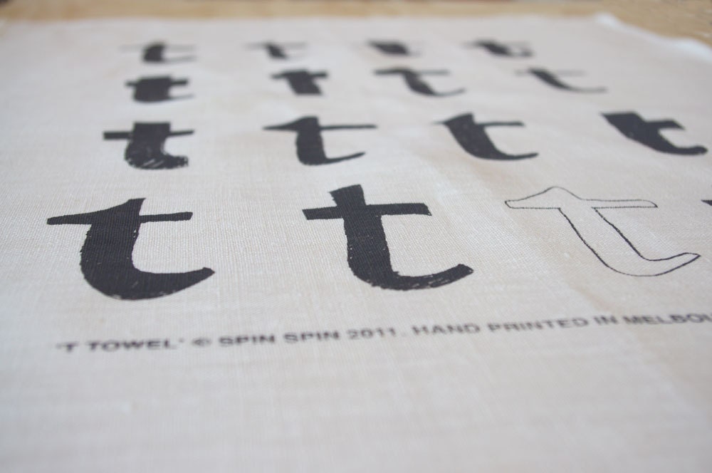 Linen 'T Towel' (Charcoal on White)