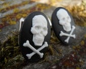 skull and crossbone cuflinks punk goth  manly valentine gift