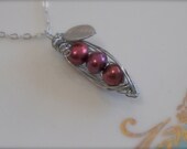3 Peas in Red Garnet Pearls Pea Pod Necklace
