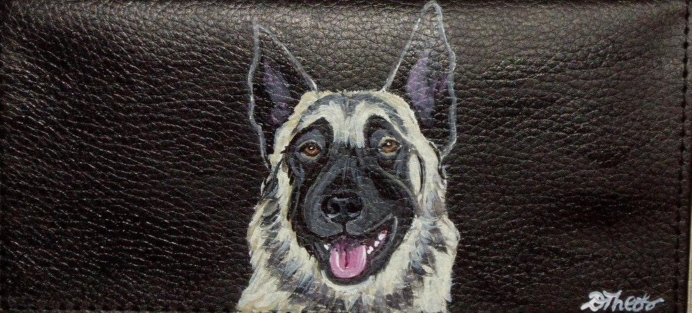 Belgian Malinois Dog Custom Painted Women's Leather Wallet