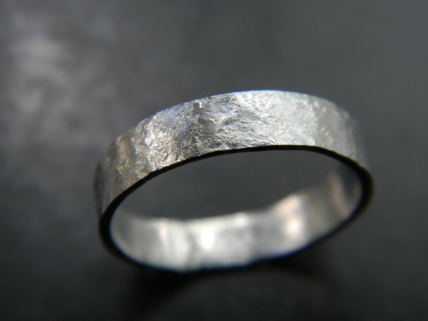 Lightly Frosted Silver Wedding Band