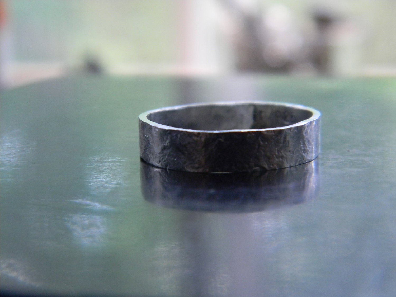 Lightly Frosted Silver  Wedding Band