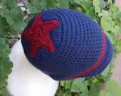 Crocheted Beanie Hat with Star - Custom - Choose your own size and colors