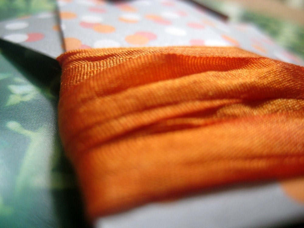 hand dyed silk ribbon in orange