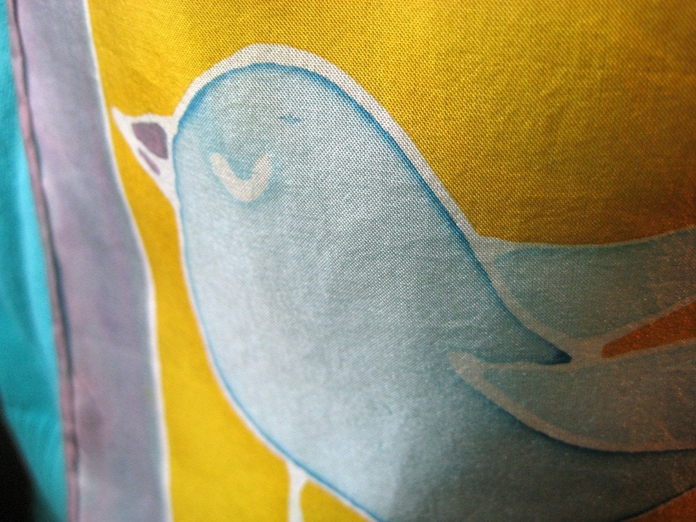 silk scarf with hand painted birds