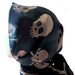 hand painted silk skull scarf - large square - navy blue