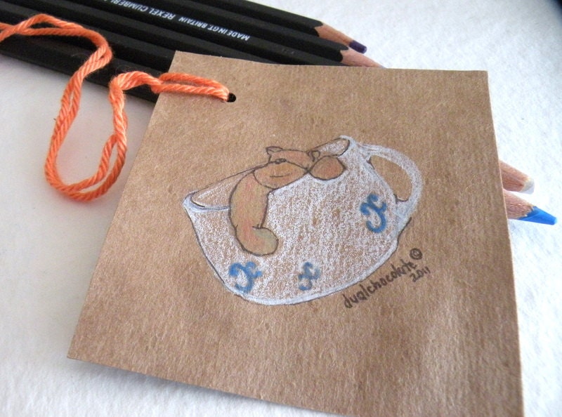 Chocolate Bear In A Cup. Gift Tags. Set of 5