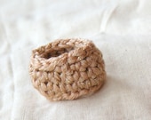 In Gold Simple Wedding Band. Crochet Jewelry.  Golden Metallic Crochet