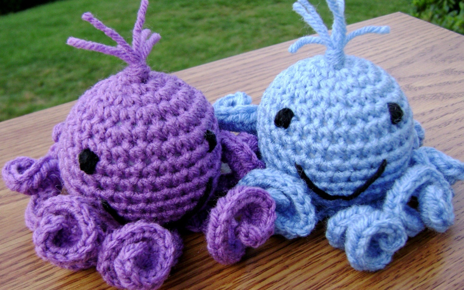 A Rainbow of Octopi - solid colored crocheted amigurumi