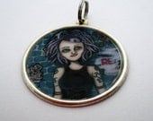 Tattoo Girl art pendant