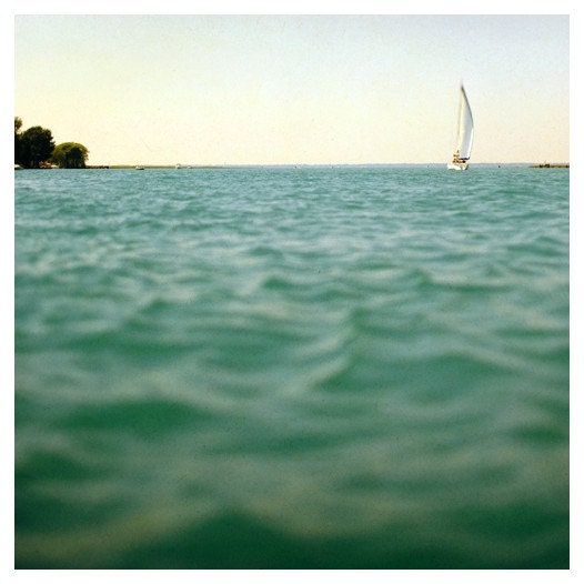 Water Photograph - Michigan Photography - Sailboat Photograph - Signed Fine Art Photograph- Billowing- Alicia Bock