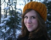 Chunky Knit Mustard Yellow Woman's Winter Hat, Beanie, Cloche, Beret