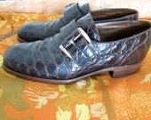 70s Florsheim Royal Imperial Alligator Shoes - Monk Strap Buckle - Vintage - Mens 7.5 E