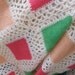 RESERVED Vintage Afghan Blanket Soft Geometry Squares - Cozy Woven Wool - Pastels Crochet Blankie - Shabby Cottage Chic