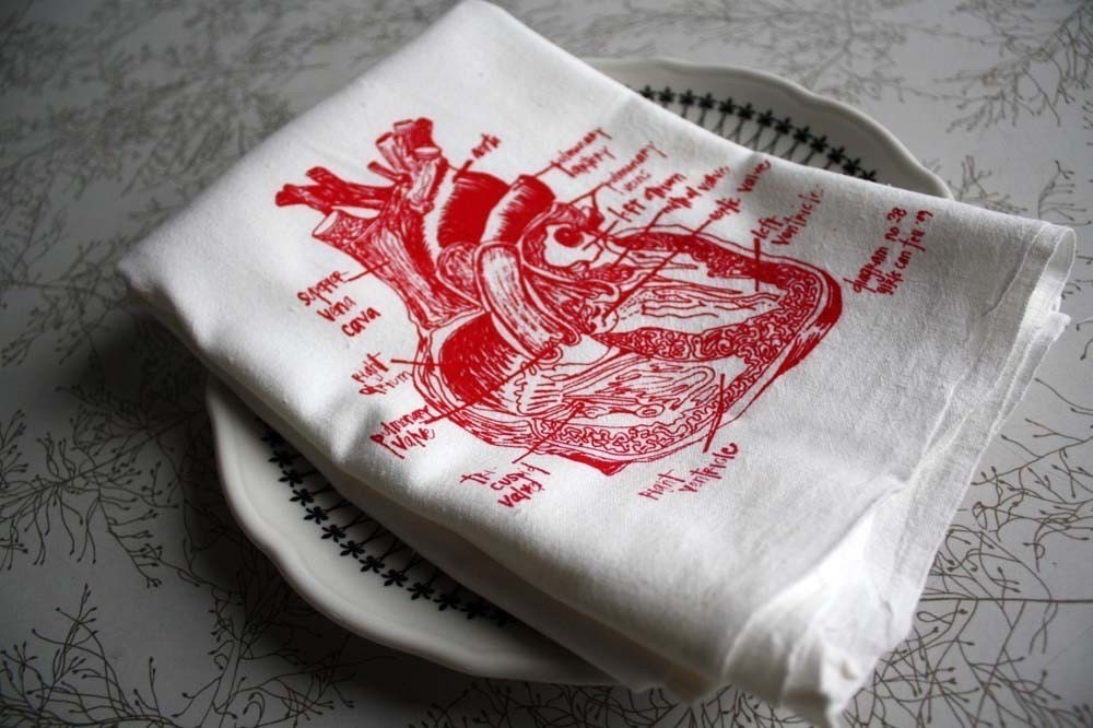 Anatomical Sweet Heart floursack tea towel