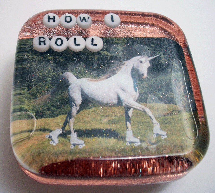 Unicorn on Roller Skates - How I Roll - Art for your Shower