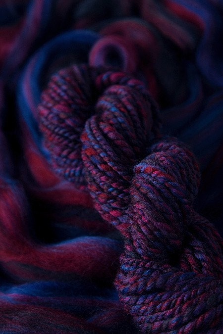 Merino roving VELVET INK semi solid textured tweed for spinning or felting 4 oz. Limited Quantity.