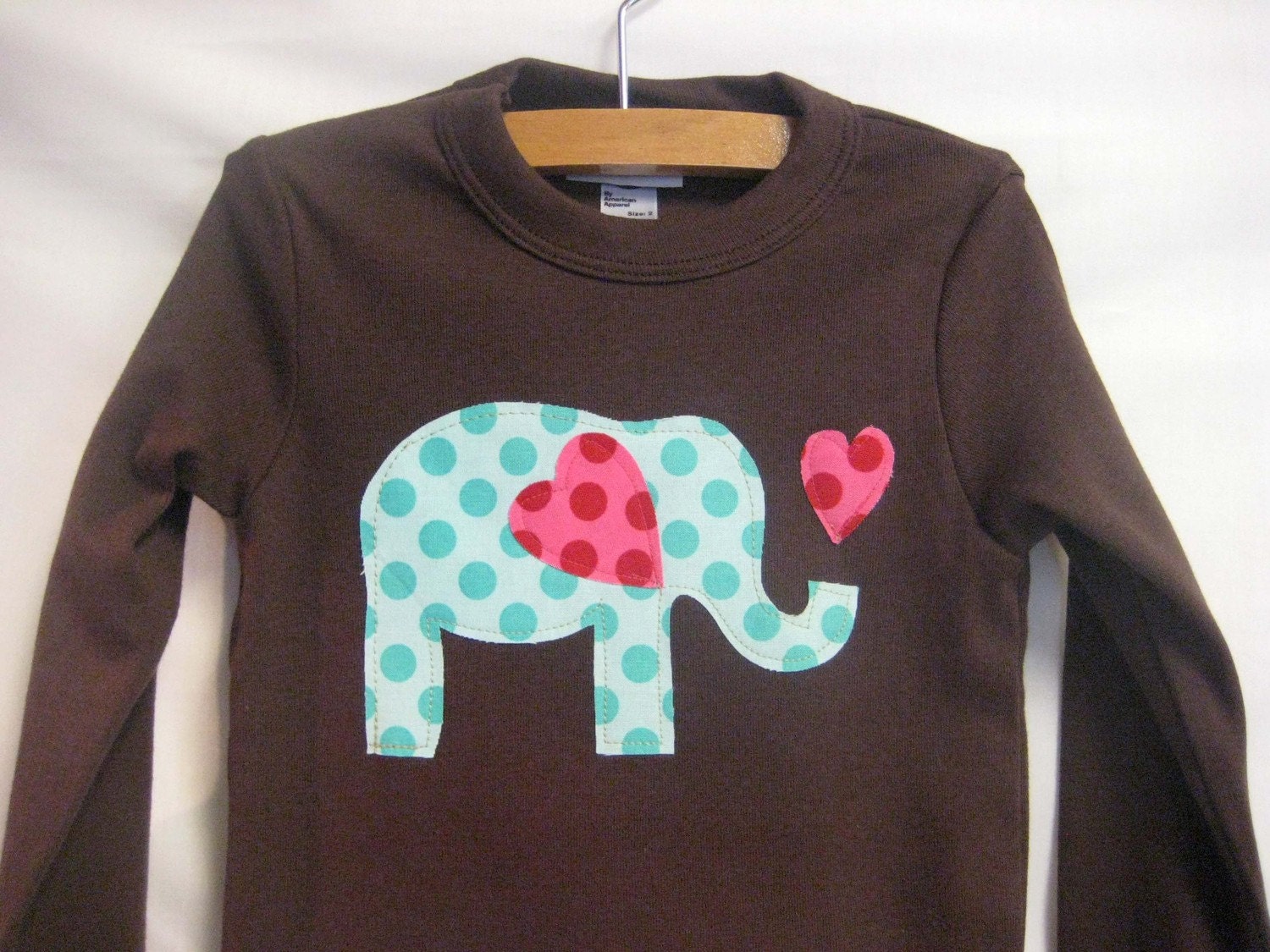 Girls Elephant Love Applique valentine shirt in brown