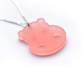 Laser cut acrylic jewelry - Pink Hippo Necklace