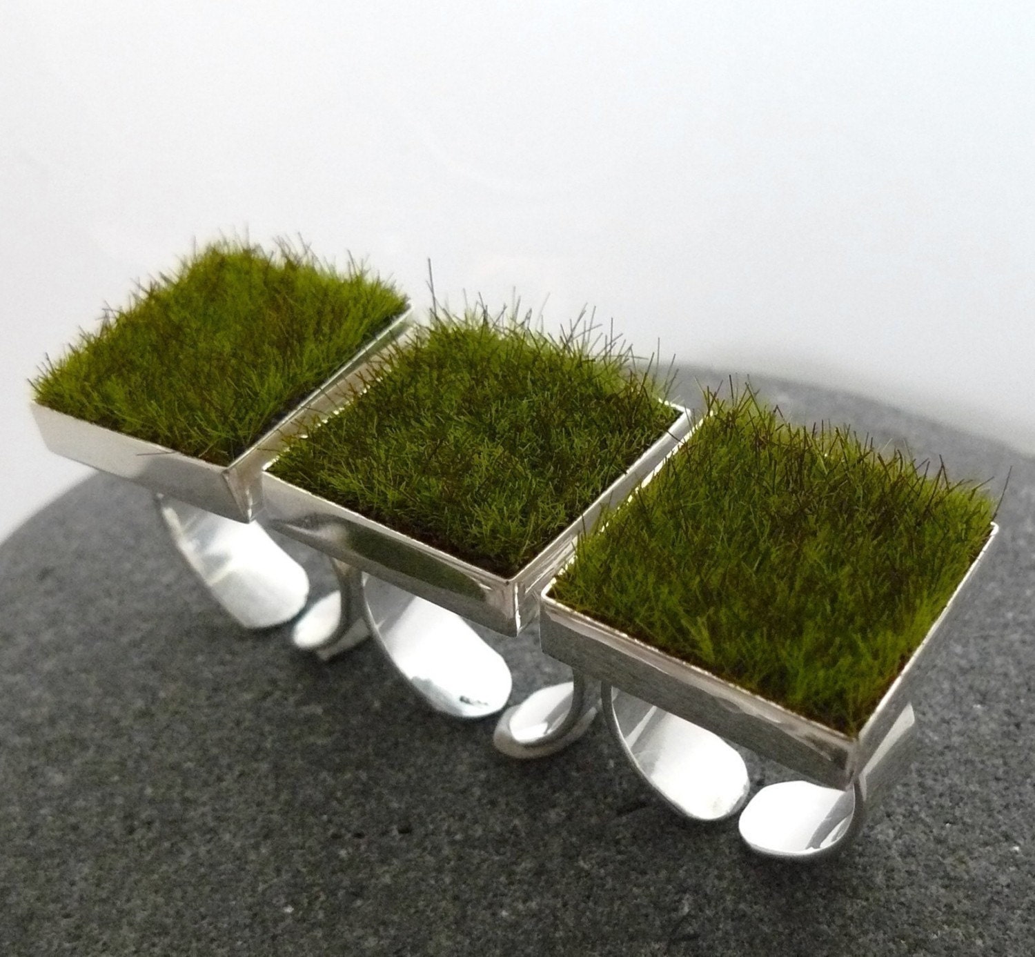 RESERVED Gather, Square Moss Ring