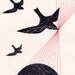 ARCHIVAL PRINT 'Star Birds' / map collage black constellation globe flight travel red thread