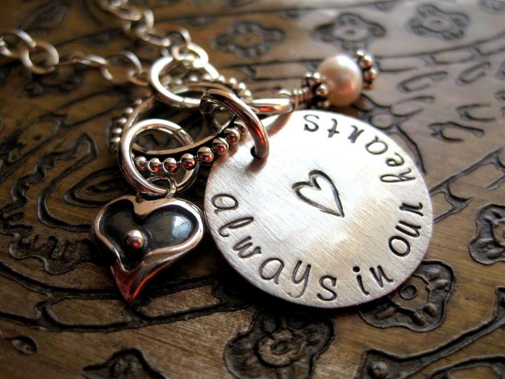 Always in My Heart Necklace with Custom Hand Stamped Charm Baby Loss Memorial