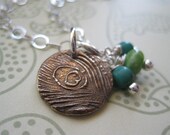Bronze Peacock Feather Pendant On Sterling Silver With Wired Stones