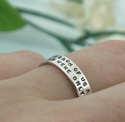 Two Line Posey Ring - sterling silver band custom made with your message by Kathryn Riechert (tiny text)