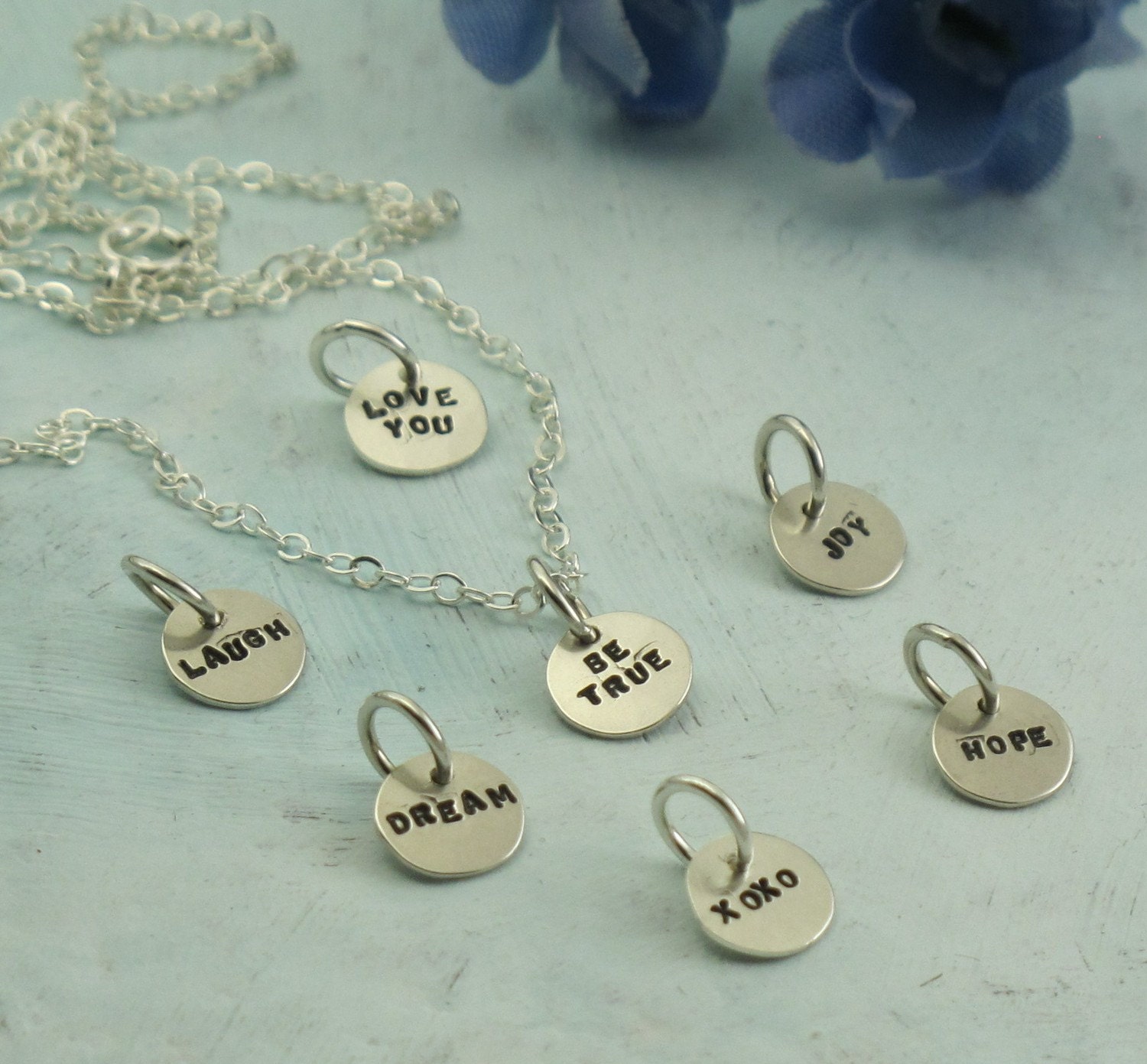 Tiny Word Charm - Les Petite Collection - necklace in sterling silver by Kathryn Riechert - choose from several words