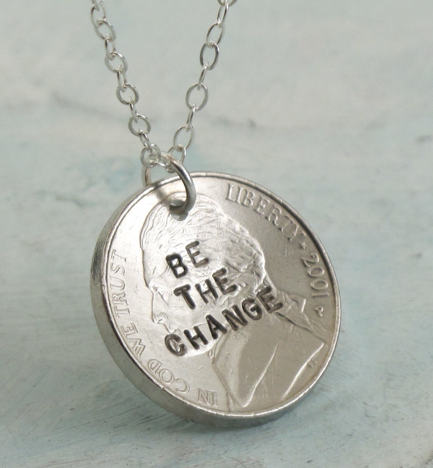 Be The Change Necklace -- sterling silver with a coin by Kathryn Riechert
