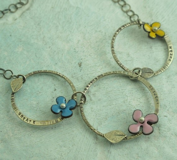 Create Inspire Dream - sterling silver and enamel flower necklace by Kathryn Riechert