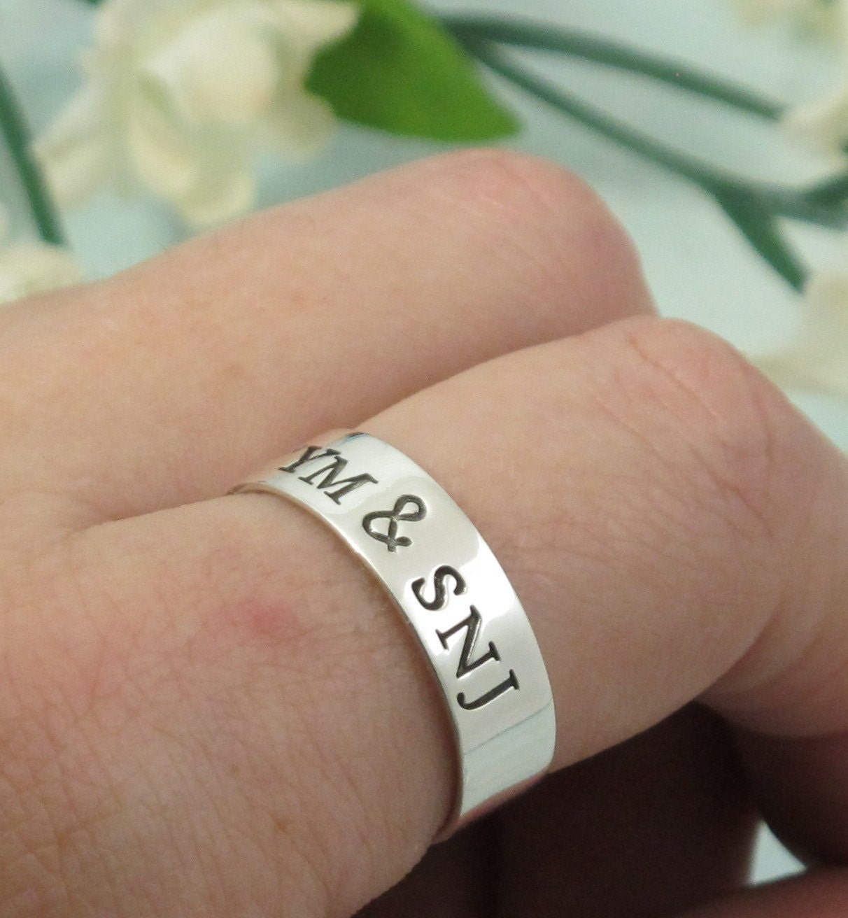 Custom made Posey Ring - WIDE band - sterling silver with your choice of fonts - put your message on the inside or outside