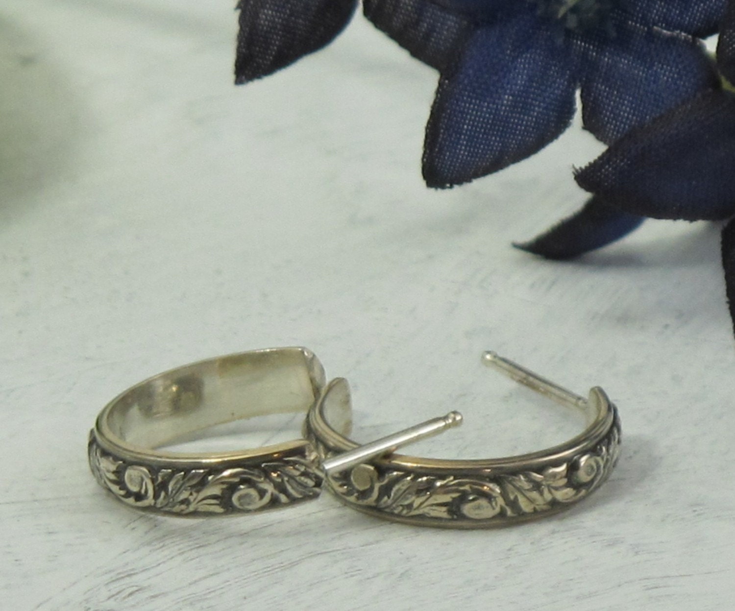 Flora Hoop Earrings - in stering silver by Kathryn Riechert