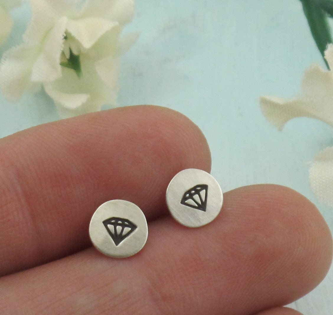 Diamond Earrings - sterling silver studs by Kathryn Riechert