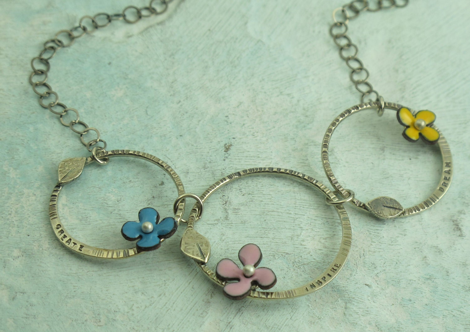 Create Inspire Dream - sterling silver and enamel flower necklace by Kathryn Riechert