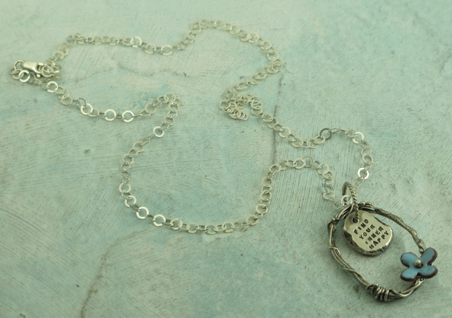 Find Your Inner Happy - in sterling silver with enameled flower by Kathryn Riechert