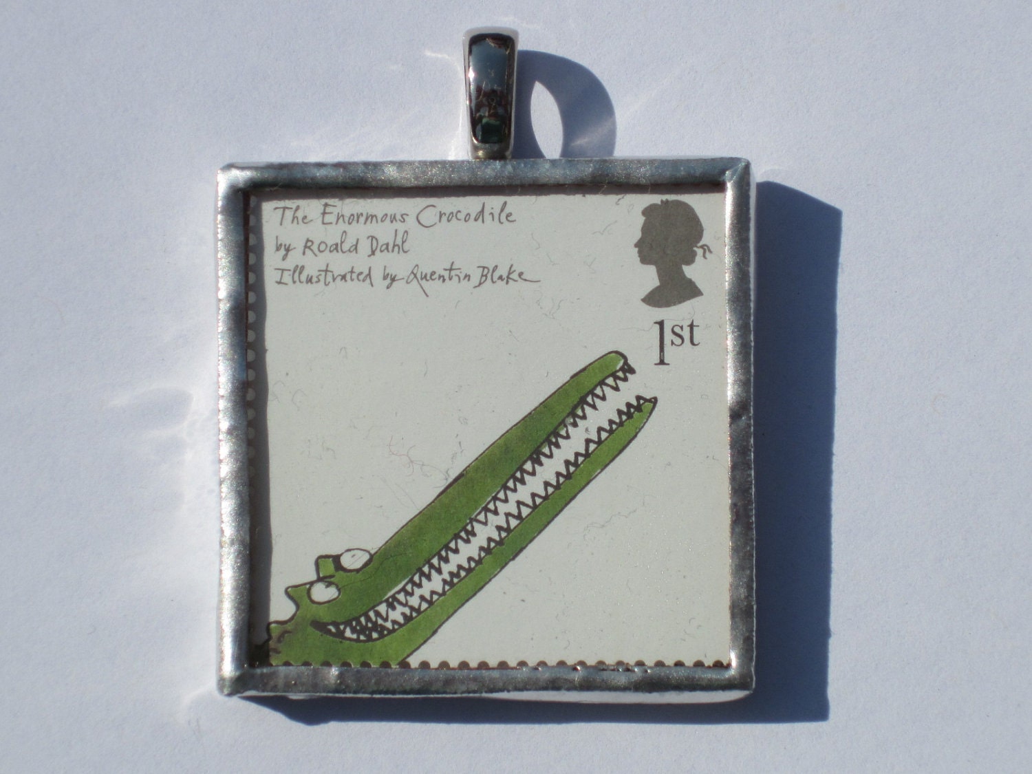 Postage Stamp Pendant - Enormous Crocodile